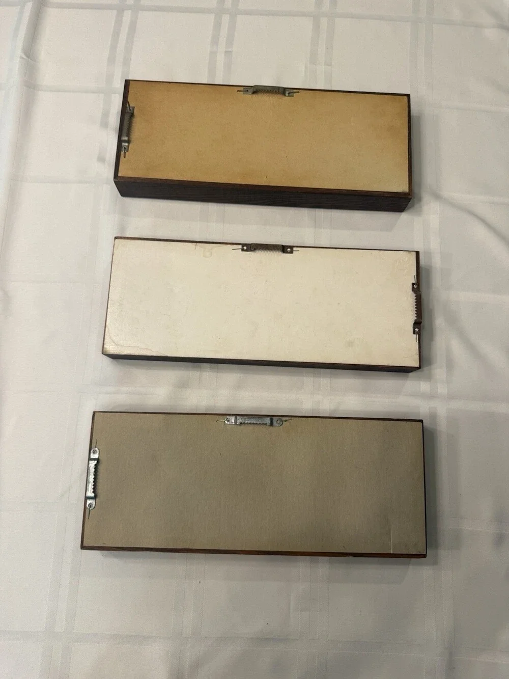 Vintage MCM Solid Wood Gallery Wall Mirrors Triple Set Tiered Molding 13x5x1 3/4